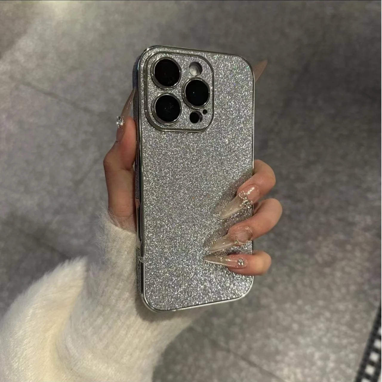 Luxury Bling Glitter Leather Case For iPhone 16 15 14 13 12 11 Pro Max Sparkling Soft Silicone Shockproof Plating Bumper Cover