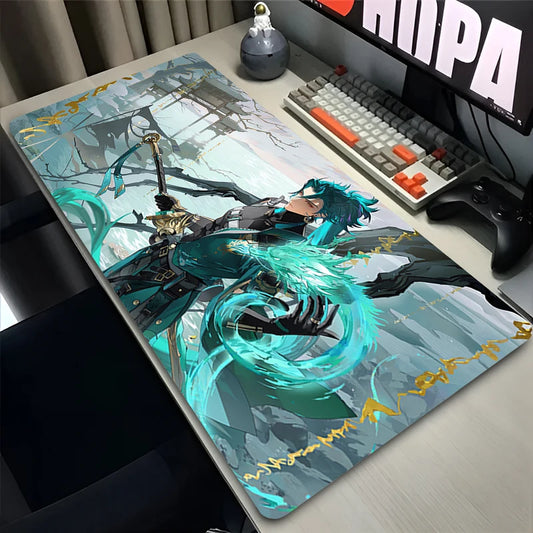 Gamer Mousepad Gaming Cabinet Mouse Pad Large Mouse Mat Natural Rubber Mat Wuthering Waves Jiyan PC Desk Mats Design Mousepads