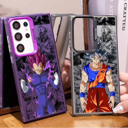 Anime Vegeta Goku case for Samsung Galaxy S24 S23 S22 S21 S20 Note 20 Ultra Plus FE 5G Colorful Silver Cover Phone Case