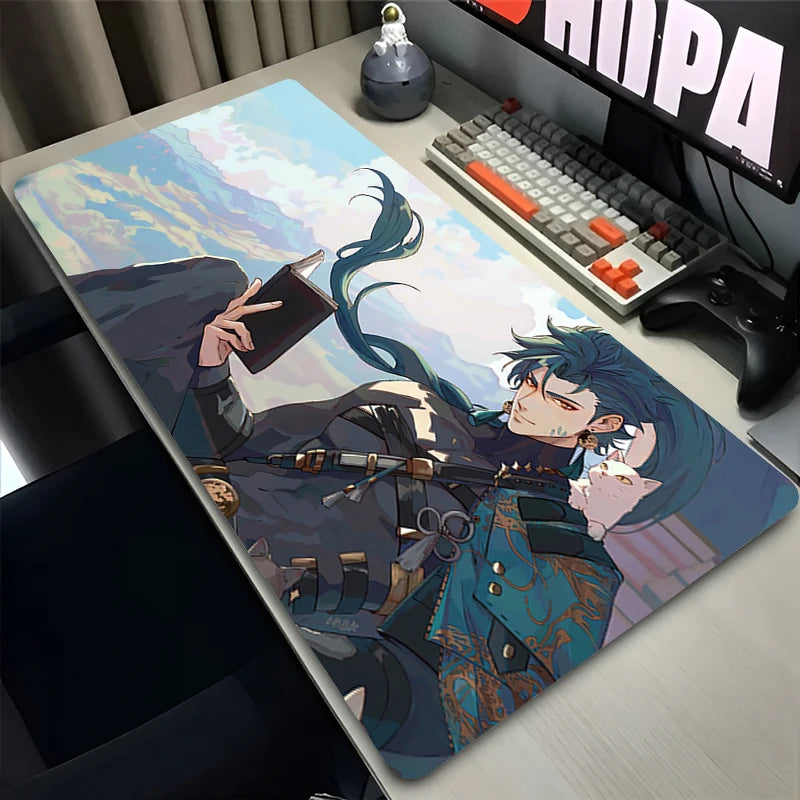 Gamer Mousepad Gaming Cabinet Mouse Pad Large Mouse Mat Natural Rubber Mat Wuthering Waves Jiyan PC Desk Mats Design Mousepads