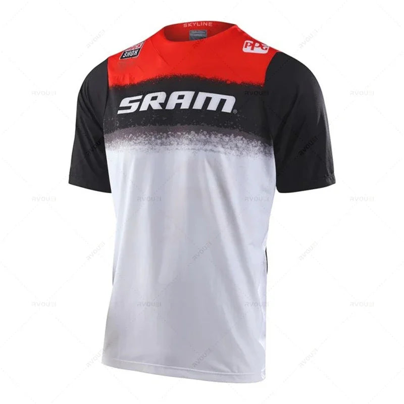 New Sram Motorcycle Off-Road Long Sleeve Cycling Jersey DH Downhill Endurance Race MTB Polyester Breathable Quick-Drying T-Shirt