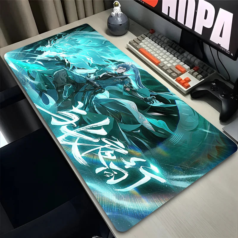 Gamer Mousepad Gaming Cabinet Mouse Pad Large Mouse Mat Natural Rubber Mat Wuthering Waves Jiyan PC Desk Mats Design Mousepads