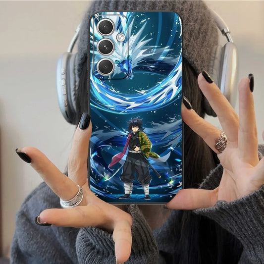 Demon😈Slayer Mobile Phone Case for Samsung Galaxy S24 S23 S22 Ultra Black Phone Cover