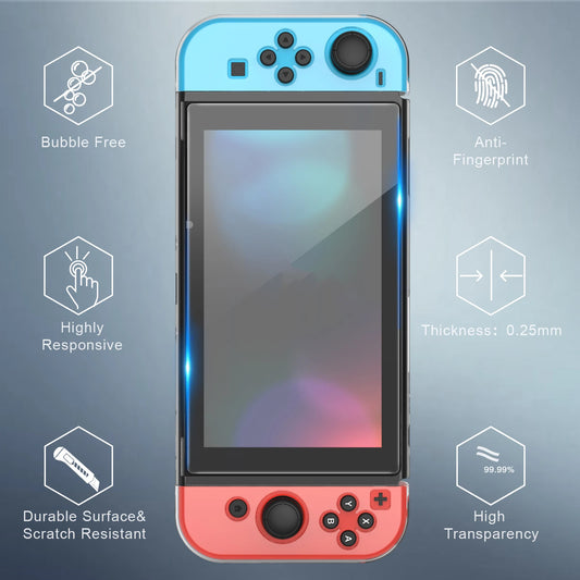 Protector de pantalla de vidrio templado Compatible con Nintendo Switc/ Switch Lite/ Switch OLED, película protectora dura para consola de juegos Switch