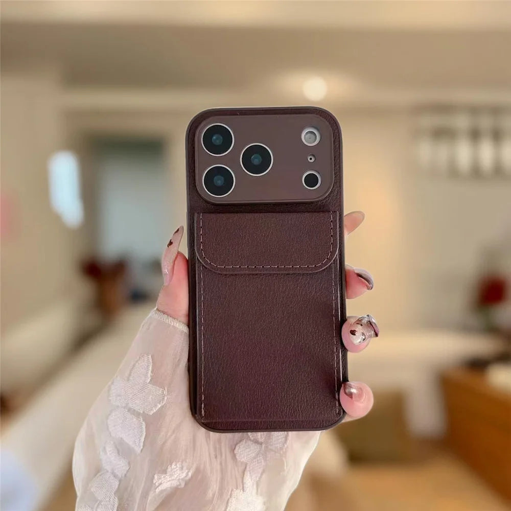 Elegant Leather Card Holder Wallet Case for iPhone 17