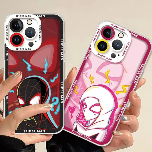 Spider Mannn Phone Case For iPhone 15 14 Pro Max 13 12 Mini 11 Pro XR XS X 8 7 6 6S Plus SE 2020 Clear Soft Silicone Cover