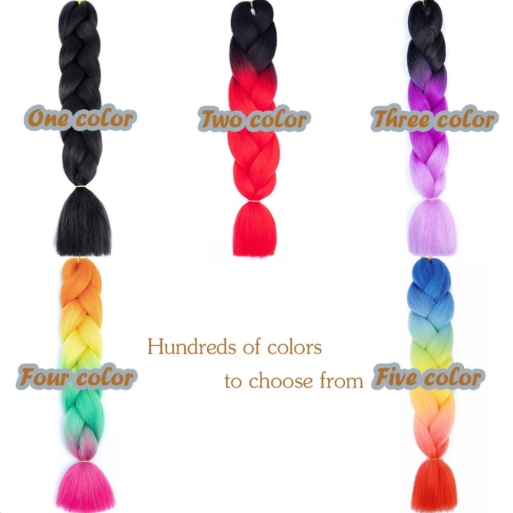 AZQUEEN 24 Inches Jumbo Braiding Hair Synthetic Hair Extensions Afro Ombre Crochet Braid Hair Wholesale For Women