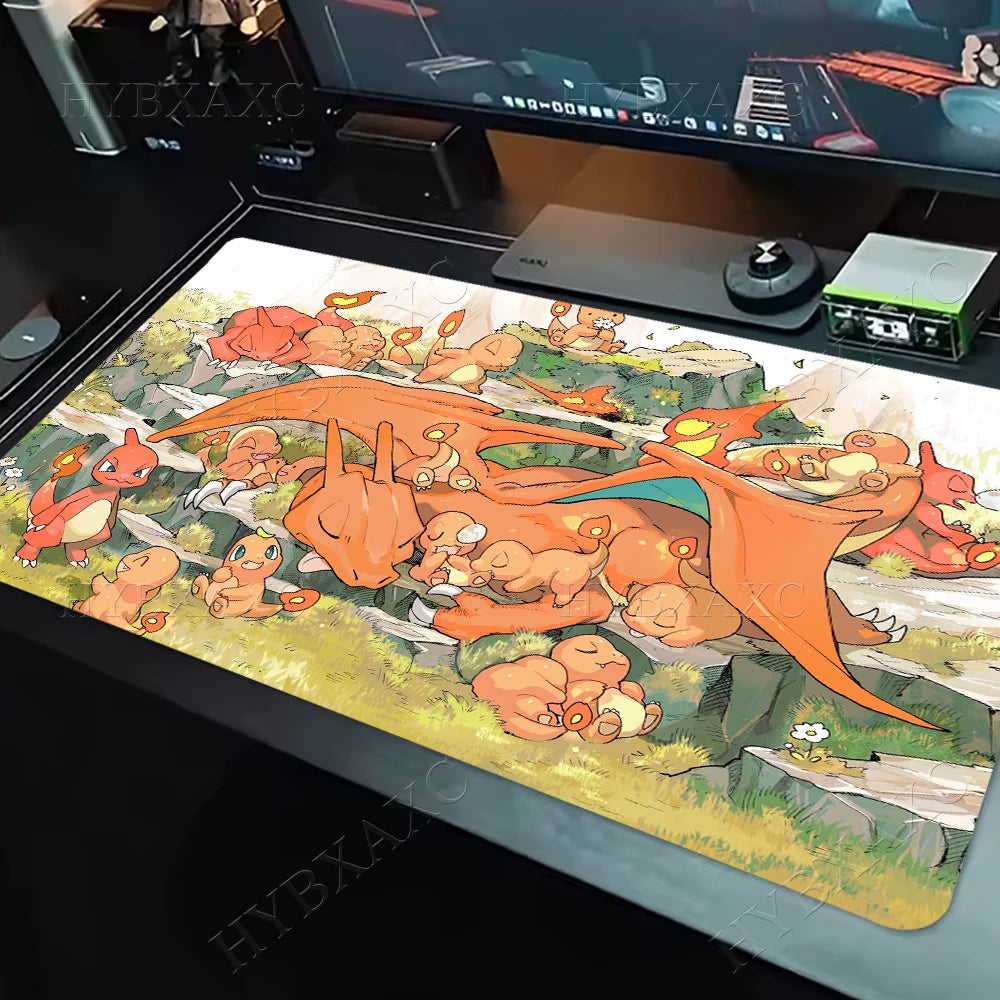 Gaming Mouse Pad P-pokemon Charizard Home New HD Pc Mousepad XXL keyboard pad Non-Slip Office Carpet Laptop Mice Pad Gift