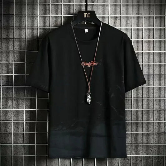 Loose Short Sleeve round Neck T-Shirt Thin Summer Casual Style for Men Breathable Streetwear Student Stall Short T-Shirt