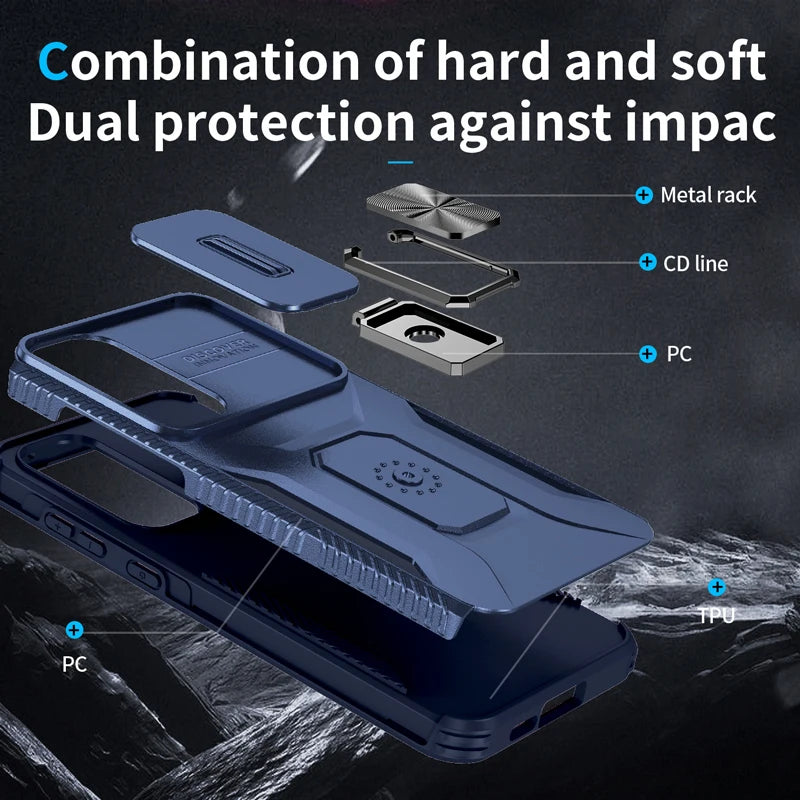 New Armor Shockproof Magnetic Ring Stand Holder Case For samsung A55 A54 S24 Ultra S23Ultra A34 A05 Cover 360° rotating bracket