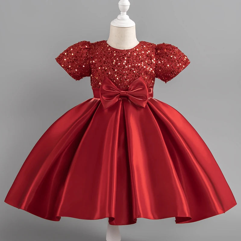 Baby Girls Christmas Dress Sequin ShortSleeve Party Dress Birthday Toddler Dress Wedding Princess Dress for Kid Girl Luxury Cown