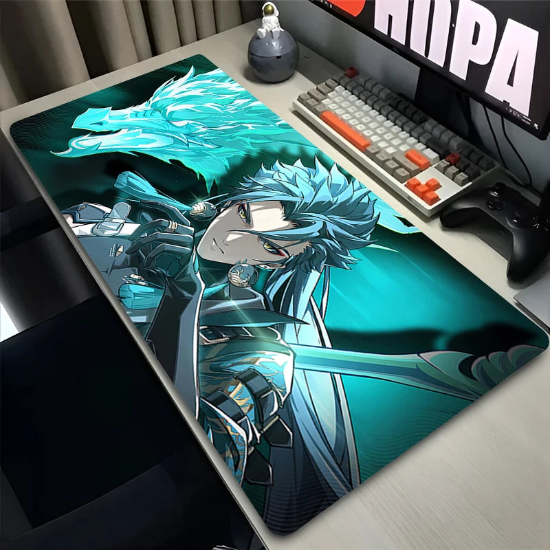 Gamer Mousepad Gaming Cabinet Mouse Pad Large Mouse Mat Natural Rubber Mat Wuthering Waves Jiyan PC Desk Mats Design Mousepads