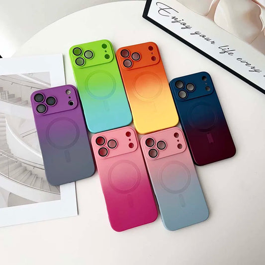 Colorful Gradient for Magsafe Wireless Charge Case for iPhone 17 Air 16 15 14 13 12 11 Pro Max Plus Soft Silicone Magnetic Cover