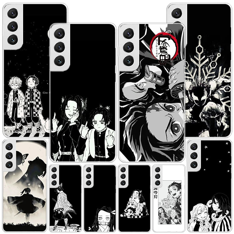 Black White 😈Demon😈Slayer Phnoe Case for Samsung Galaxy S23 S24 Ultra S22 Plus S21 S20 FE S10E S10 S9 S8 + Unique Cover Coque