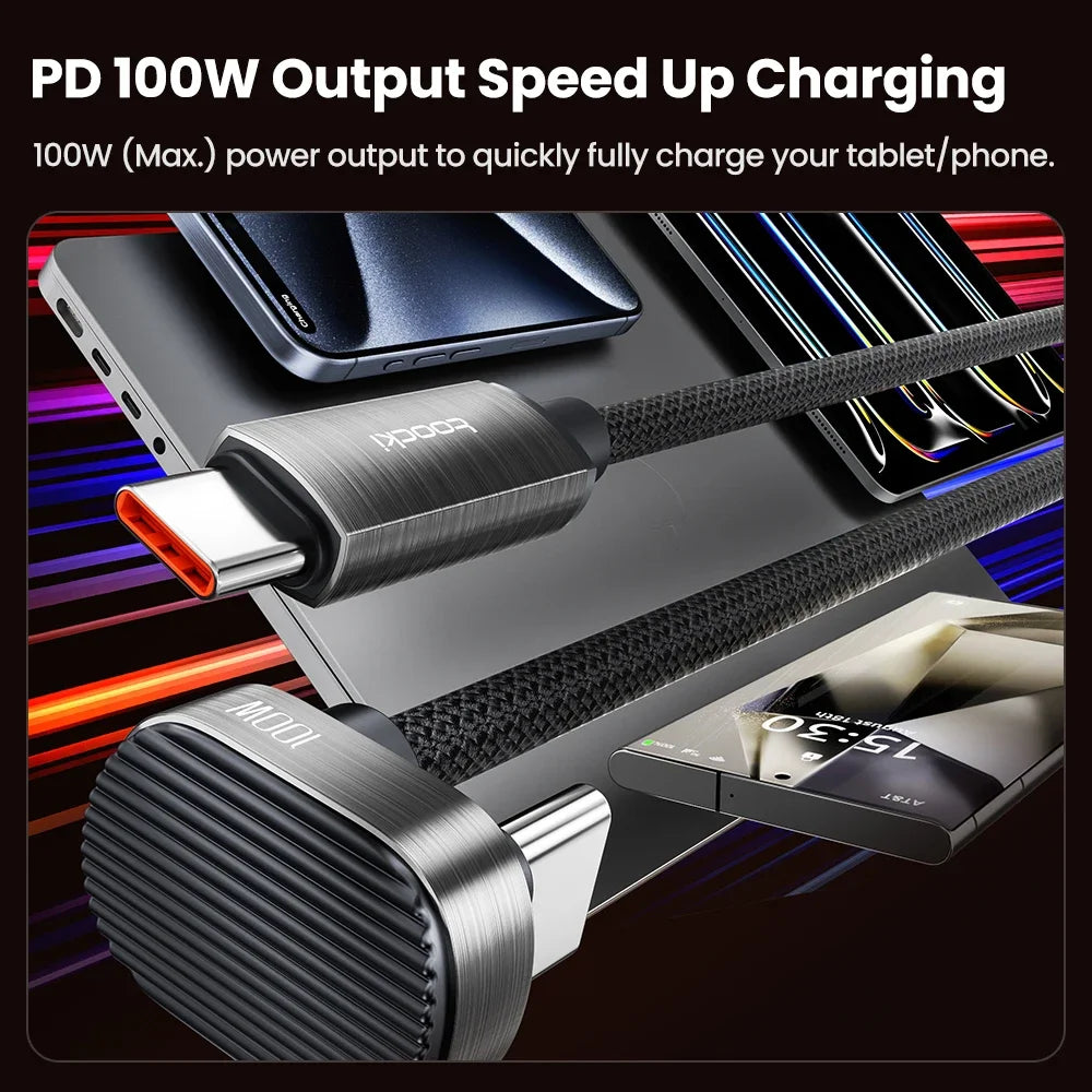Toocki 100W U-Shaped 180 Degree Elbow Type C To Type C Mobile Game Cable USB C to Lighting Fast Charge Cable For Iphone Xiaomi