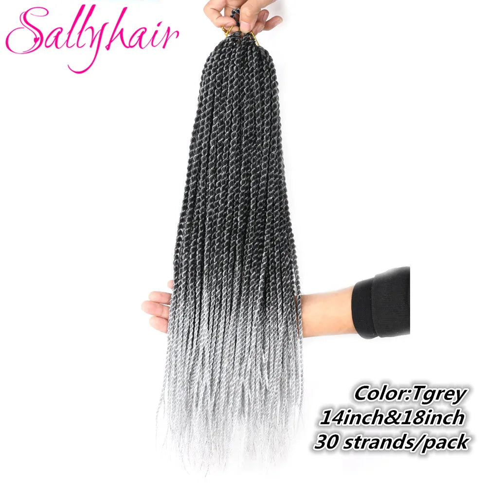 Sallyhair Synthetic Senegalese Twist 30Roots/Pack Crochet Braids Hair Brown Color Braid Hair Ombre Micro Senegal Braiding Hair