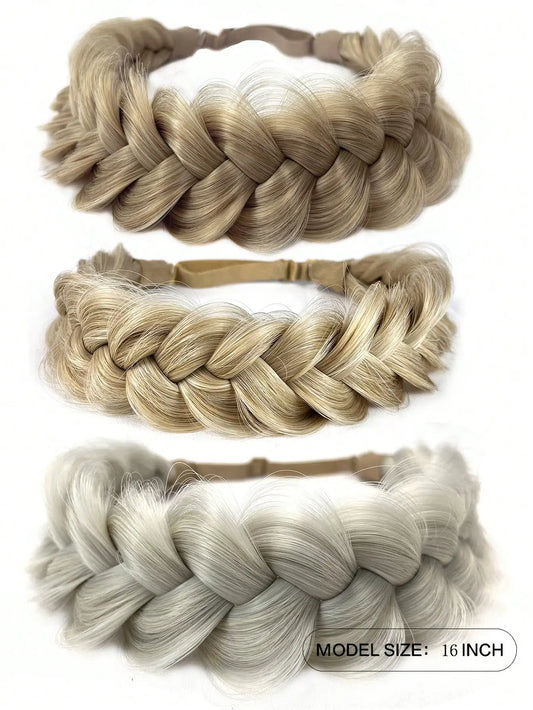 1pcs Hand Knit Braid Hair Twist Headband Synthetic Braids Elastic Adjustable Hairpiece Hair Accessories for Women Girls Festival