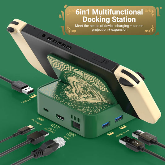 Gopala 6-in-1 Nintendo Switch Dock with HDMI 1.4 100Mbps Ethernet USB2.0 USB 3.0 100W PD for Nintendo Switch OLED TV Docking