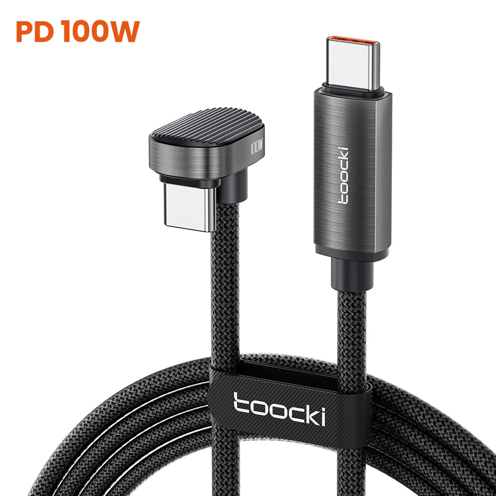 Toocki 100W U-Shaped 180 Degree Elbow Type C To Type C Mobile Game Cable USB C to Lighting Fast Charge Cable For Iphone Xiaomi