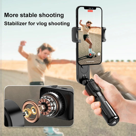 Gimbal Stabilizer Selfie Stick Tripod with Fill Light  Wireless Bluetooth for HUAWEI Xiaomi IPhone 13 Cell Phone Smartphone