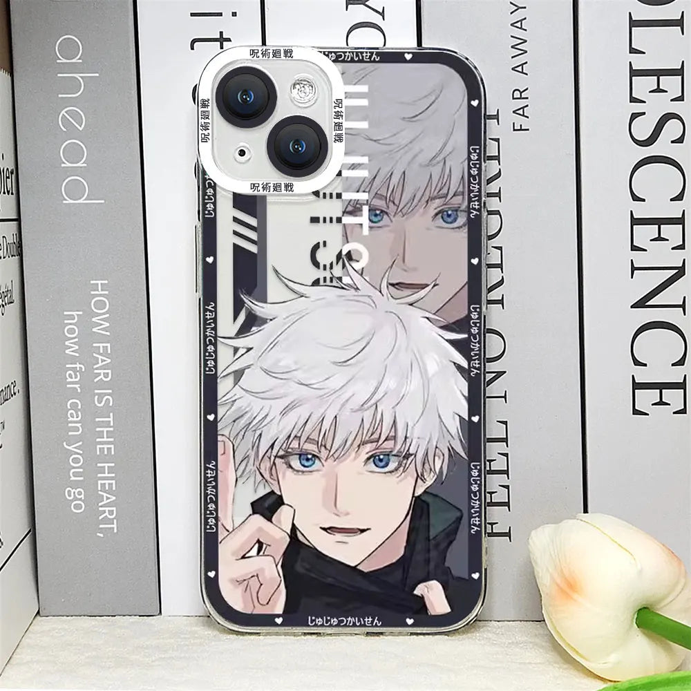 Japan Anime Jujutsu Kaisen Gojo Satoru Phone Case for IPhone 16 15 14 13 12 Mini 11 Pro Max X XS SE2 7 8 Plus Transparent Covers