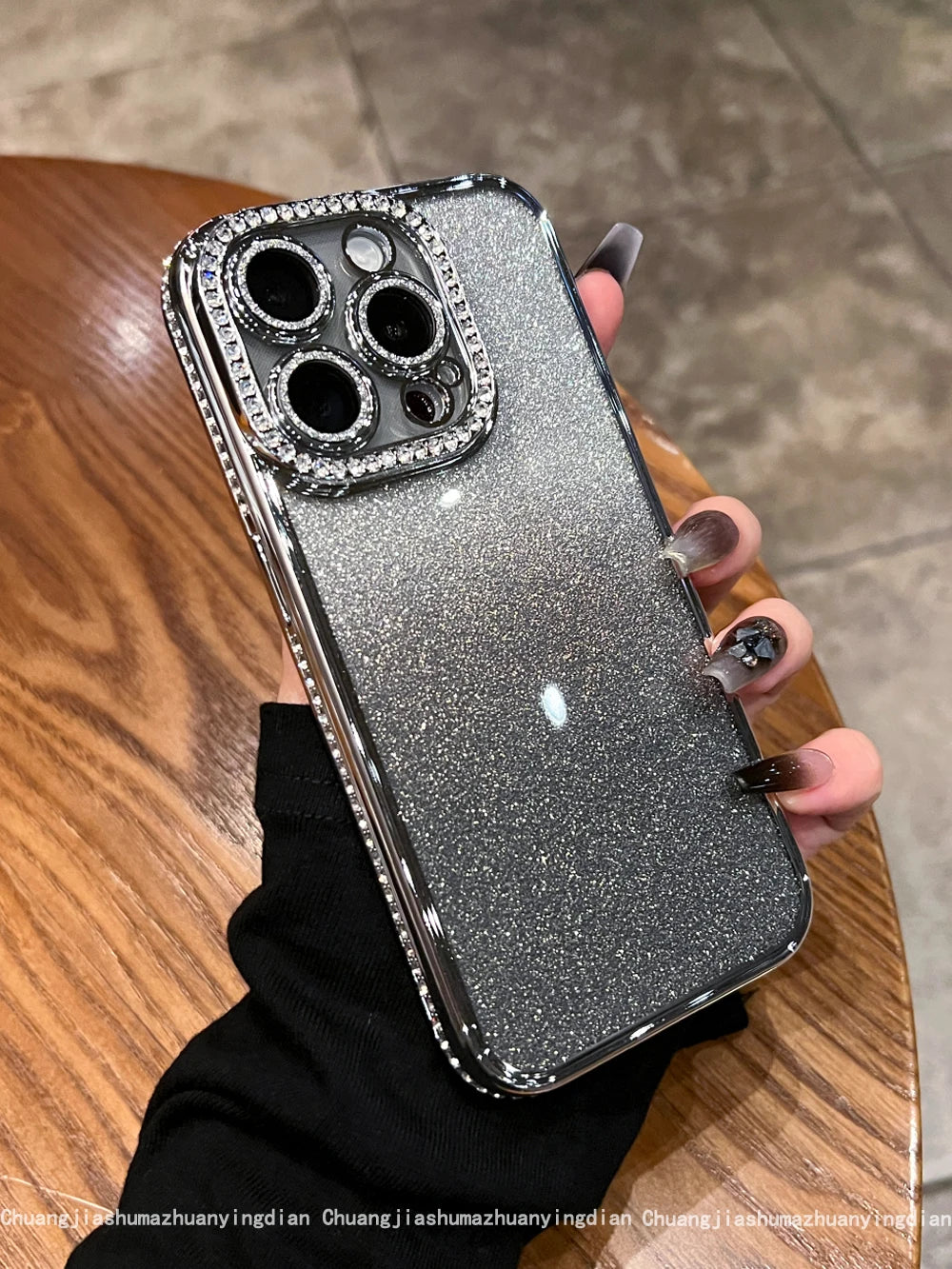 Luxury Plating Diamond Rhinestone Glitter Case For iPhone 11 12 13 14 15 16 Pro Max Plus Transparent Bling Soft Silicone Cover