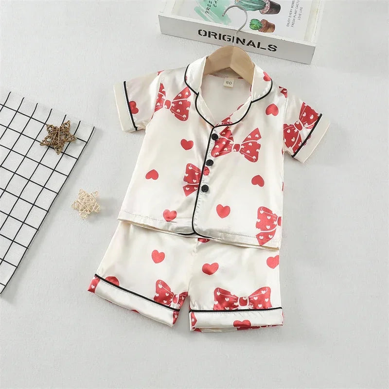 New Summer Baby Clothes Suit Infant Pajamas Children Girls Sleepwear Shirt Shorts 2Pcs/Sets Kids Clothing Toddler Casual Costume