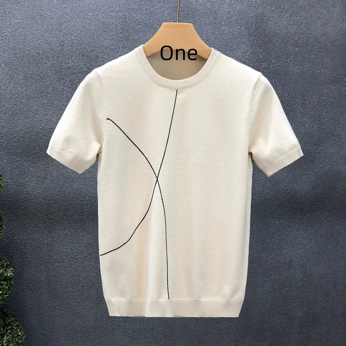 Men's Slim Fit Ice Silk Knitted T-shirt High Quality Cotton Blend Casual Streetwear Short Sleeves T Shirt For Men