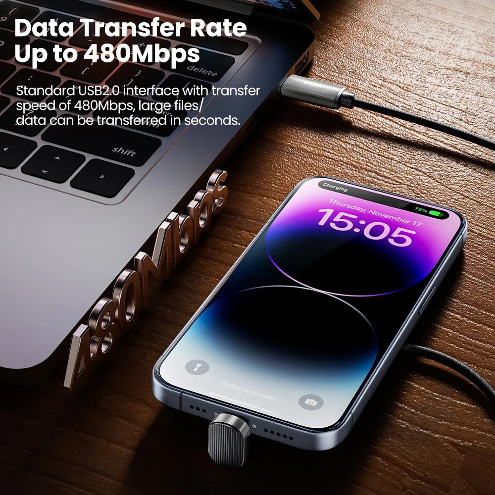 Toocki 100W U-Shaped 180 Degree Elbow Type C To Type C Mobile Game Cable USB C to Lighting Fast Charge Cable For Iphone Xiaomi