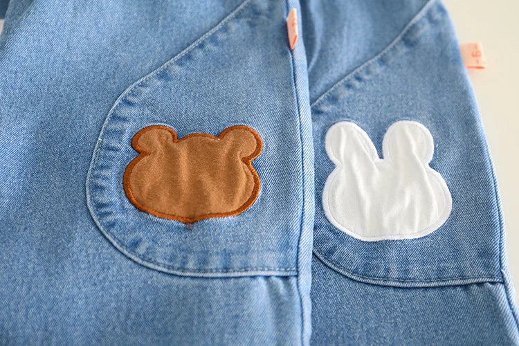 Baby Girl Clothing Set Boy Tracksuit Spring Autumn Child T-shirt Jeans 2pcs Suit Cartoon Bear Infant Sportswear