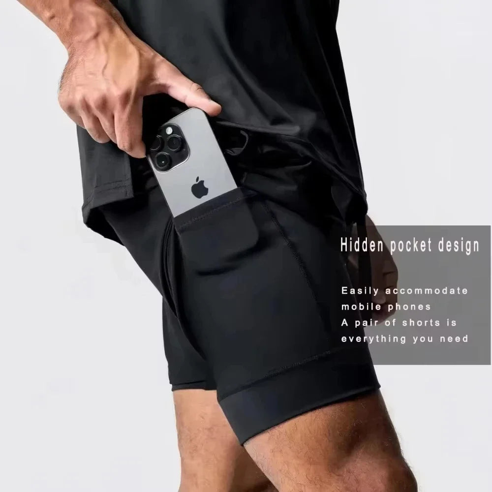 Gym Shorts Man Anime Pokemon Gengar Print Summer Y2k Clothes Quick-drying Pants Double-layer Compression Sport Basketball Shorts