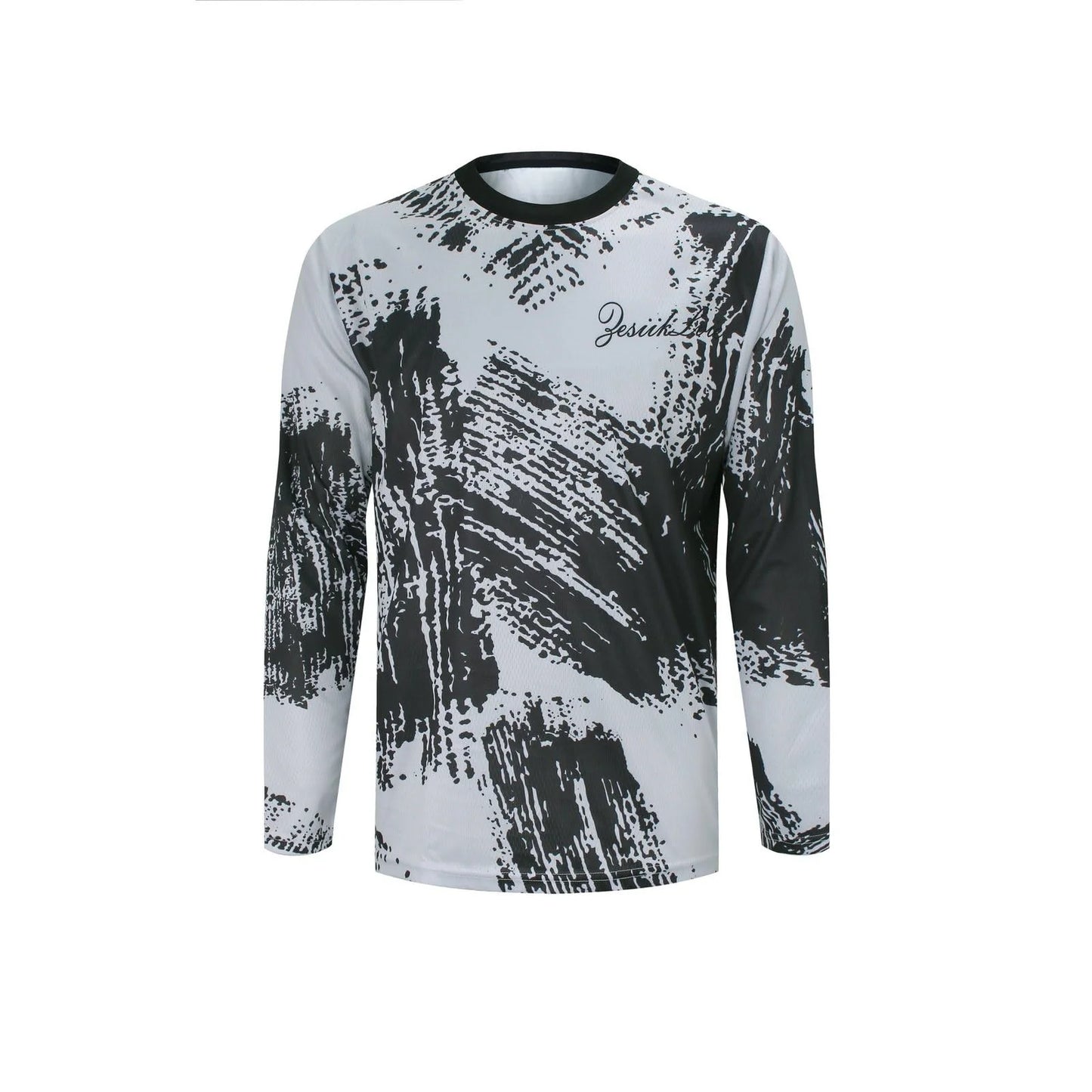 Men's Mountain Bike Off-road Motorcycle 3D Printed Breathable Long Sleeved T-shirt, Suitable for Downhill, BMX and Other Sports