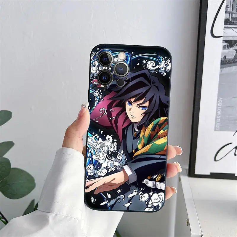 Demon-Slayer Tanjiro Anime Phone Case for iPhone 11 15 Pro Max Case 14 Plus 13 Pro 12 11 X XR 7 8 SE Soft Cover Kimetsu No Yaiba