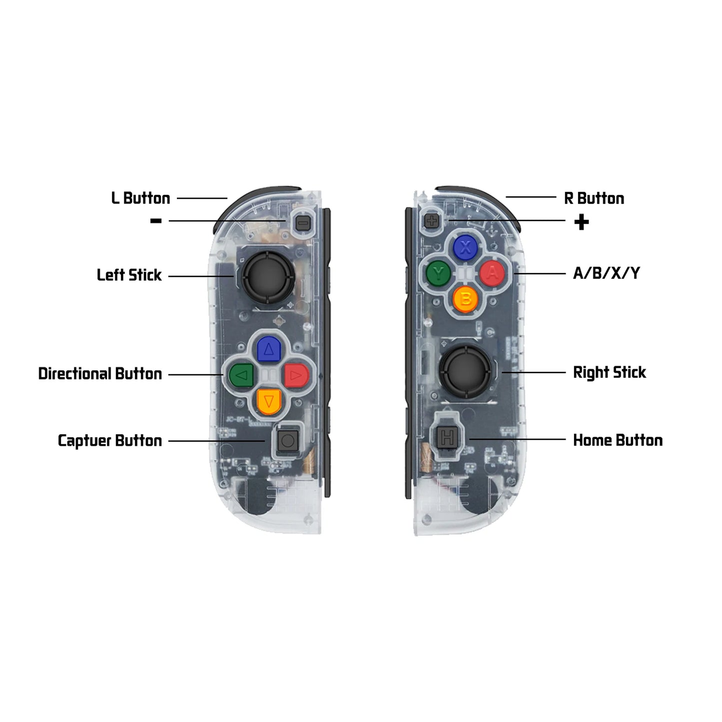 Replacement Wireless Joycons Controller for Switch/Lite/OLED with Motion Sensing/Dual Vibration/Gyro Axis, Includes Comfort Grip