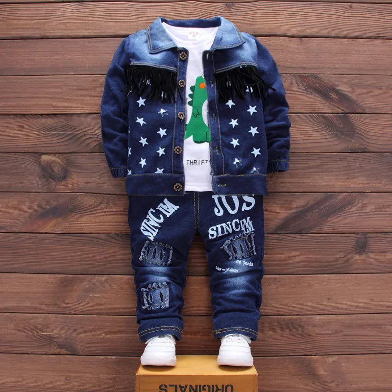 Boys Clothing Sets New Kids Cotton Suit Autumn Long - sleeved Three piece jacket+jeans+t-shirt fashion casual children Sets