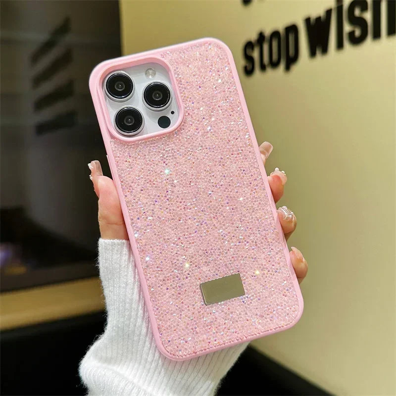 For iPhone 16 Plus 15 14 13 12 11 Pro Max Luxury Glitter Diamond Shiny Rhinestone Shockproof Anti-fall Protective Phone Case