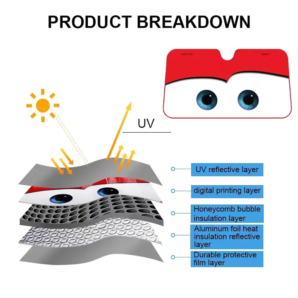 Car sun shade Eyes Heated Windshield Sunshade Car Window Windscreen Cover Sun Shade Auto Sun Visor Car-covers