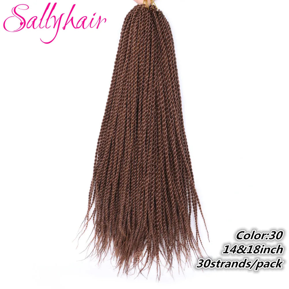 Sallyhair Synthetic Senegalese Twist 30Roots/Pack Crochet Braids Hair Brown Color Braid Hair Ombre Micro Senegal Braiding Hair