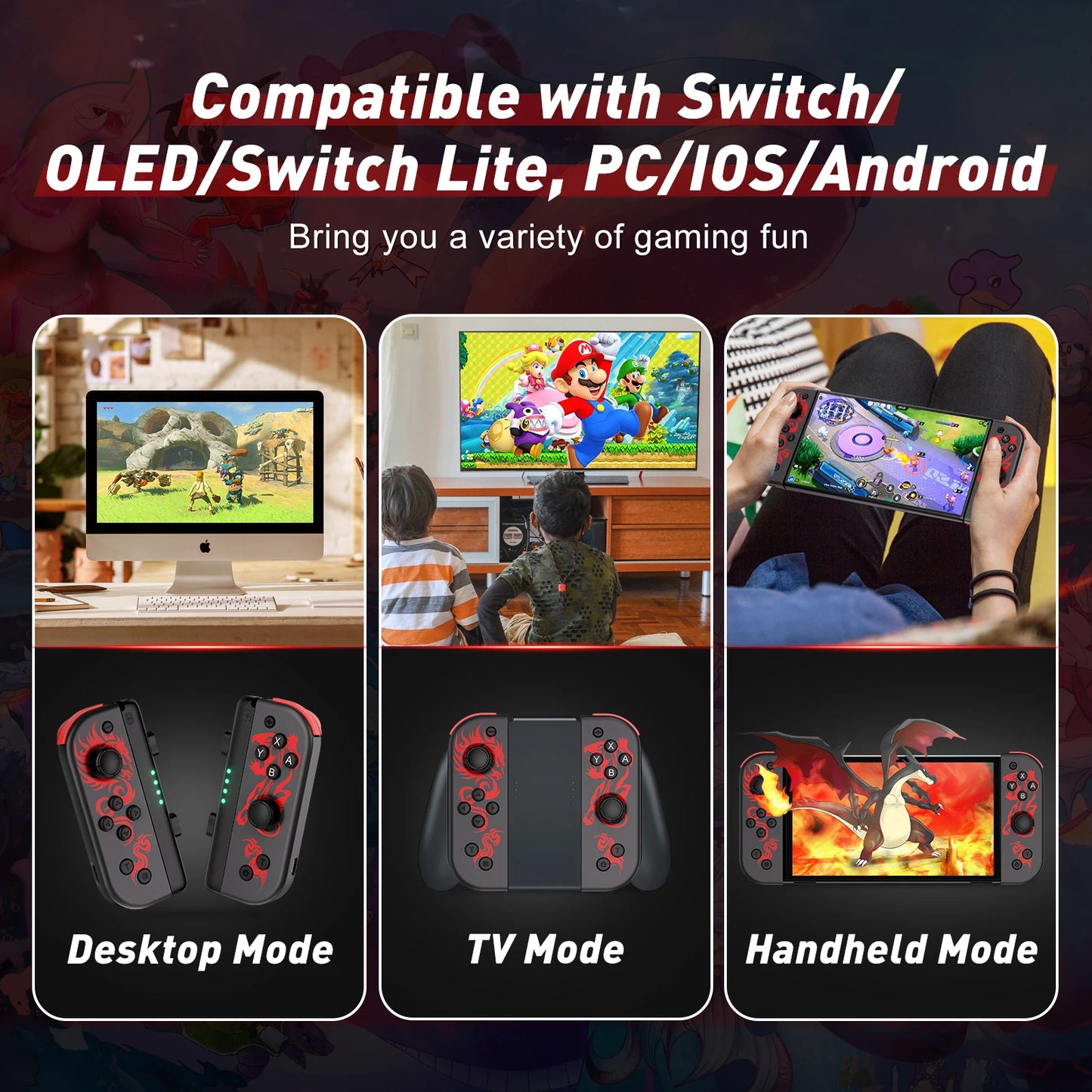 BT 5.2 Joy Pad Controller L/R Joypad For Nintend Switch/Oled/Lite wireless Joystick with Dual Vibration 6-Axis Gamepad