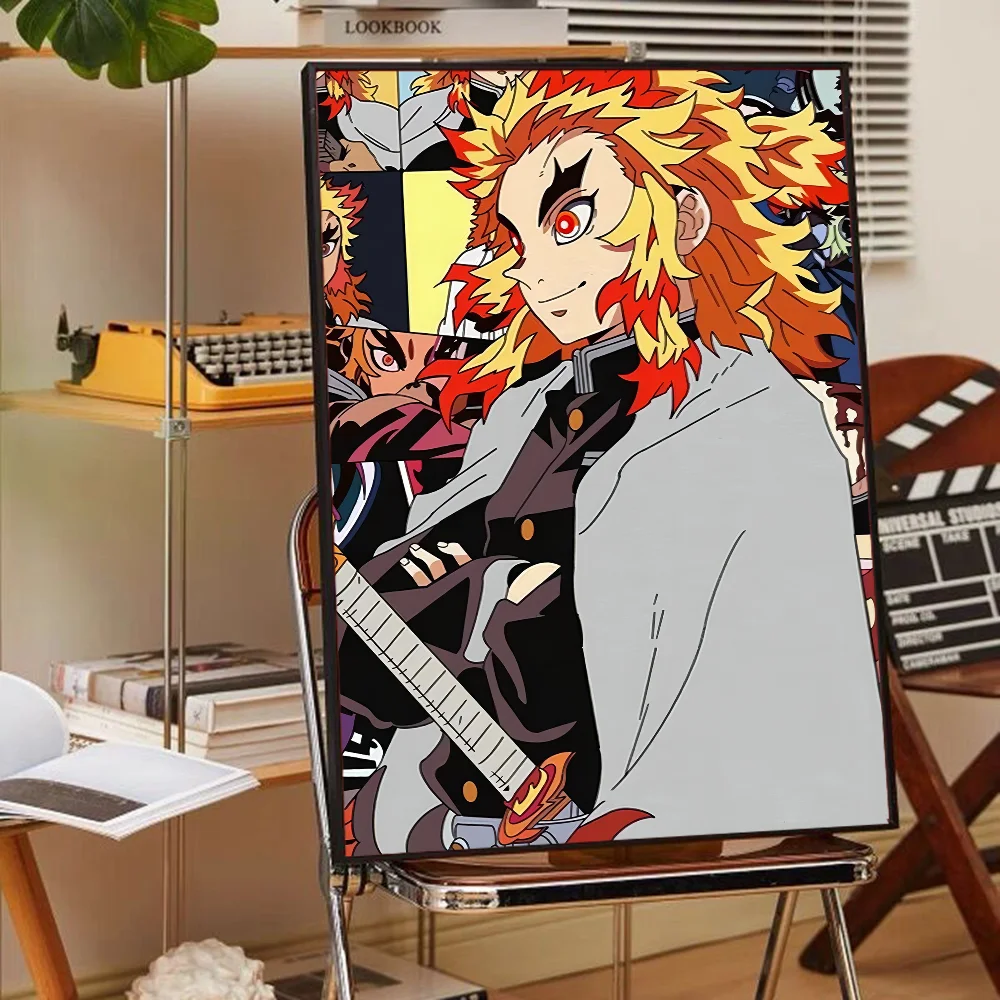 Anime Demon Slayer R-Rengoku Kyoujurou Poster Anime Posters Sticky HD Quality Wall Art Retro Posters for Home Kawaii Room Decor