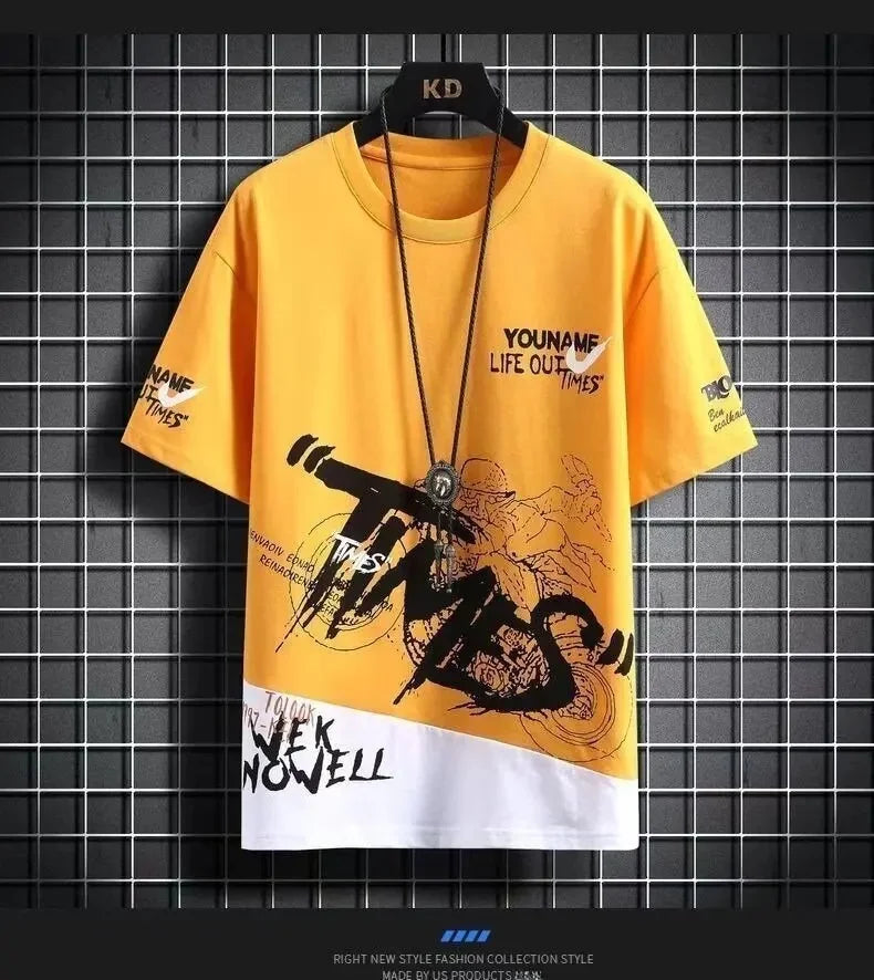 Loose Short Sleeve round Neck T-Shirt Thin Summer Casual Style for Men Breathable Streetwear Student Stall Short T-Shirt