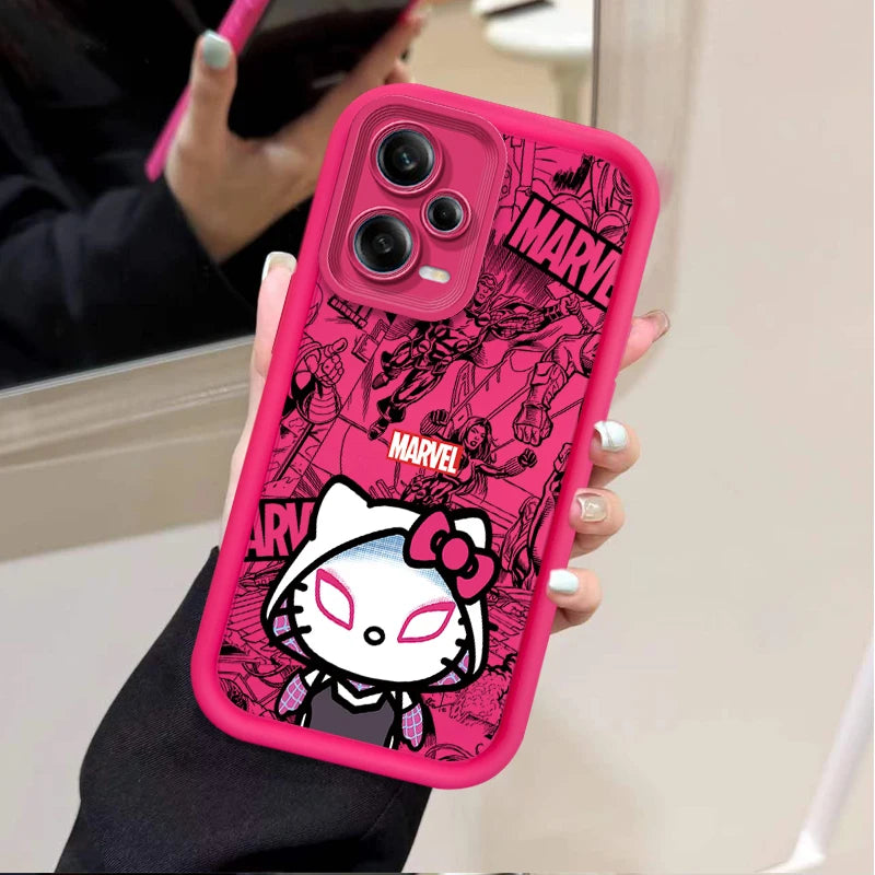 Marvel Spider Man Cat Phone Case For Xiaomi Redmi Note 13 12 11 Pro Plus 12S 11S 10S 10 9 9S 8 12C 13C Soft Silicone Matte Cover