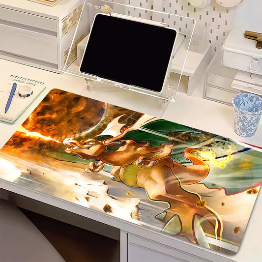 Mouse Pad Anime Flame Dragon PC Gamer Computer P-pokemonS Mousepad Varmilo C-charizard Keyboard Gaming Accessories Cute Desk Mat