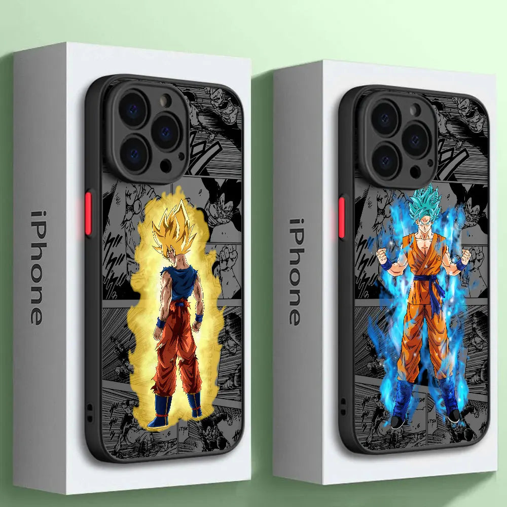 Anime Case for iPhone 14 Plus 15 Pro Max 13 Mini 11 Pro 12 XS XR 7 8 XS MAX SE 12 Pro 13 Pro 12 Anime Dragons Goku