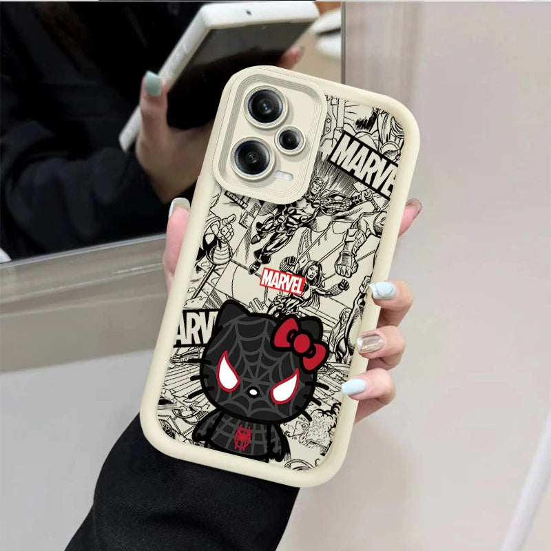 Marvel Spider Man Cat Phone Case For Xiaomi Redmi Note 13 12 11 Pro Plus 12S 11S 10S 10 9 9S 8 12C 13C Soft Silicone Matte Cover
