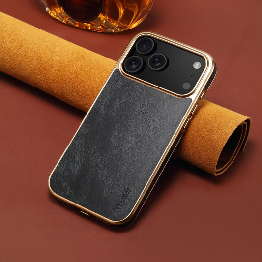 Luxury Oil Wax Cowhide Leather Case for iPhone 16 Pro Max 17 Air 15 Plus 14 Pro 13 12 Lens Electroplating Protective Phone Cover