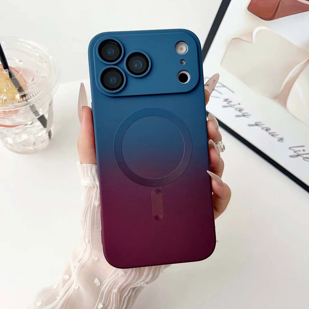 Colorful Gradient for Magsafe Wireless Charge Case for iPhone 17 Air 16 15 14 13 12 11 Pro Max Plus Soft Silicone Magnetic Cover