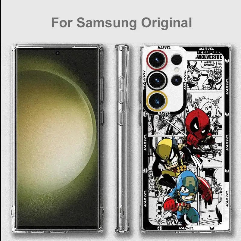 Deadpooll Wolverinee Clear Phone Case for Samsung Galaxy S24 Ultra S23 S22 S21 10 Plus S20 FE Note 20Ultra Cover