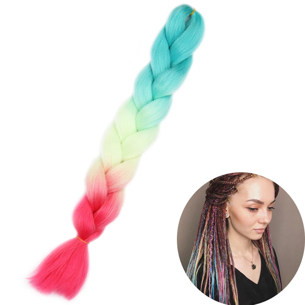 AZQUEEN 24 Inches Jumbo Braiding Hair Synthetic Hair Extensions Afro Ombre Crochet Braid Hair Wholesale For Women
