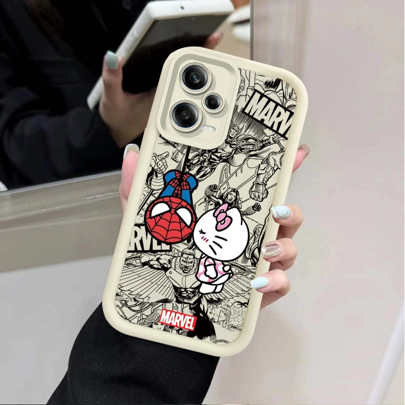 Marvel Spider Man Cat Phone Case For Xiaomi Redmi Note 13 12 11 Pro Plus 12S 11S 10S 10 9 9S 8 12C 13C Soft Silicone Matte Cover